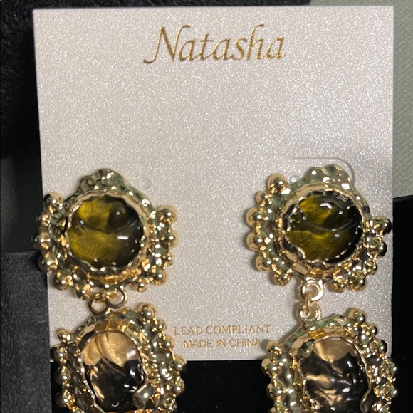 Natasha Couture Gold and Black Statement Earrings - Picture 6 of 9